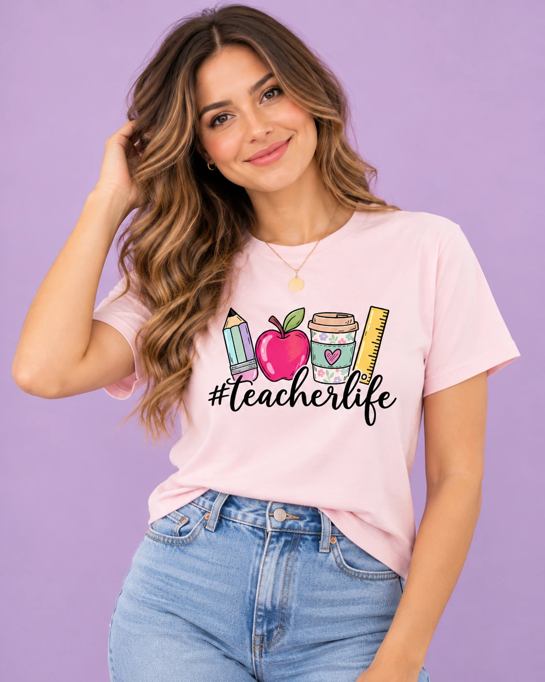 Camiseta Rosa #TeacherLife para Maestras - Image 2